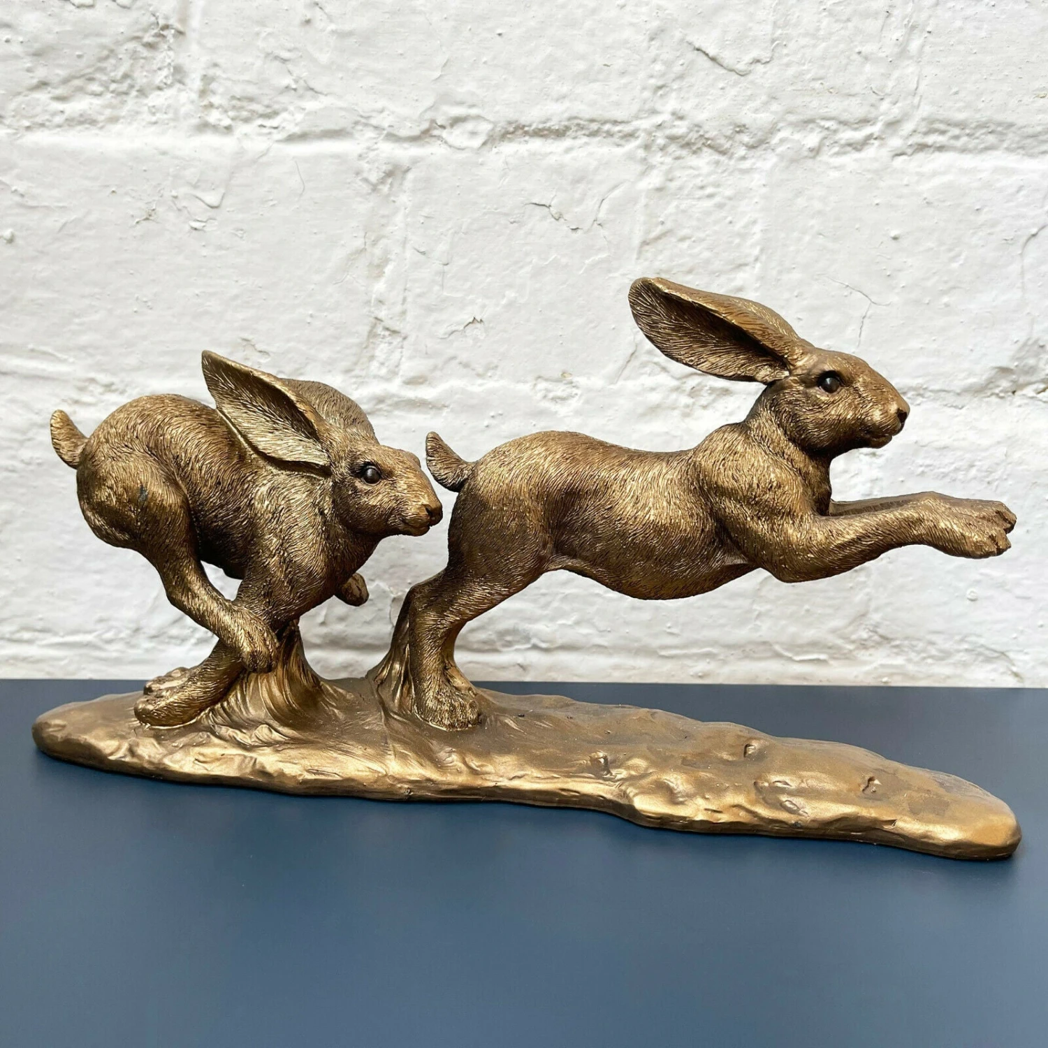Darthome Limited Resin Bronze Two Jumping Hares Sculpture 1 Darthome Limited Resin Bronze Two Jumping Hares Sculpture