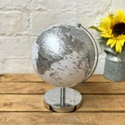 Darthome Limited Rotating Globe Ornament - Silver And White