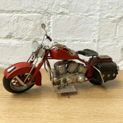 Darthome Limited Red Metal Chopper Motorbike Home Ornament 28cm