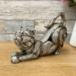 Darthome Limited Silver Stretching Cat Sculpture