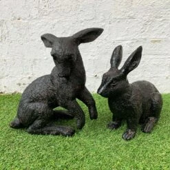 Darthome Limited Bronze Effect Resin Sitting Hare Outdoor Garden Statues