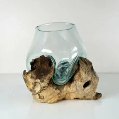 Darthome Limited Molten Glass Bowl With Teak Root Wood Stand -Darthome Limited 1 acce81c7 b2a2 401a b403 cd0ce4c3d823