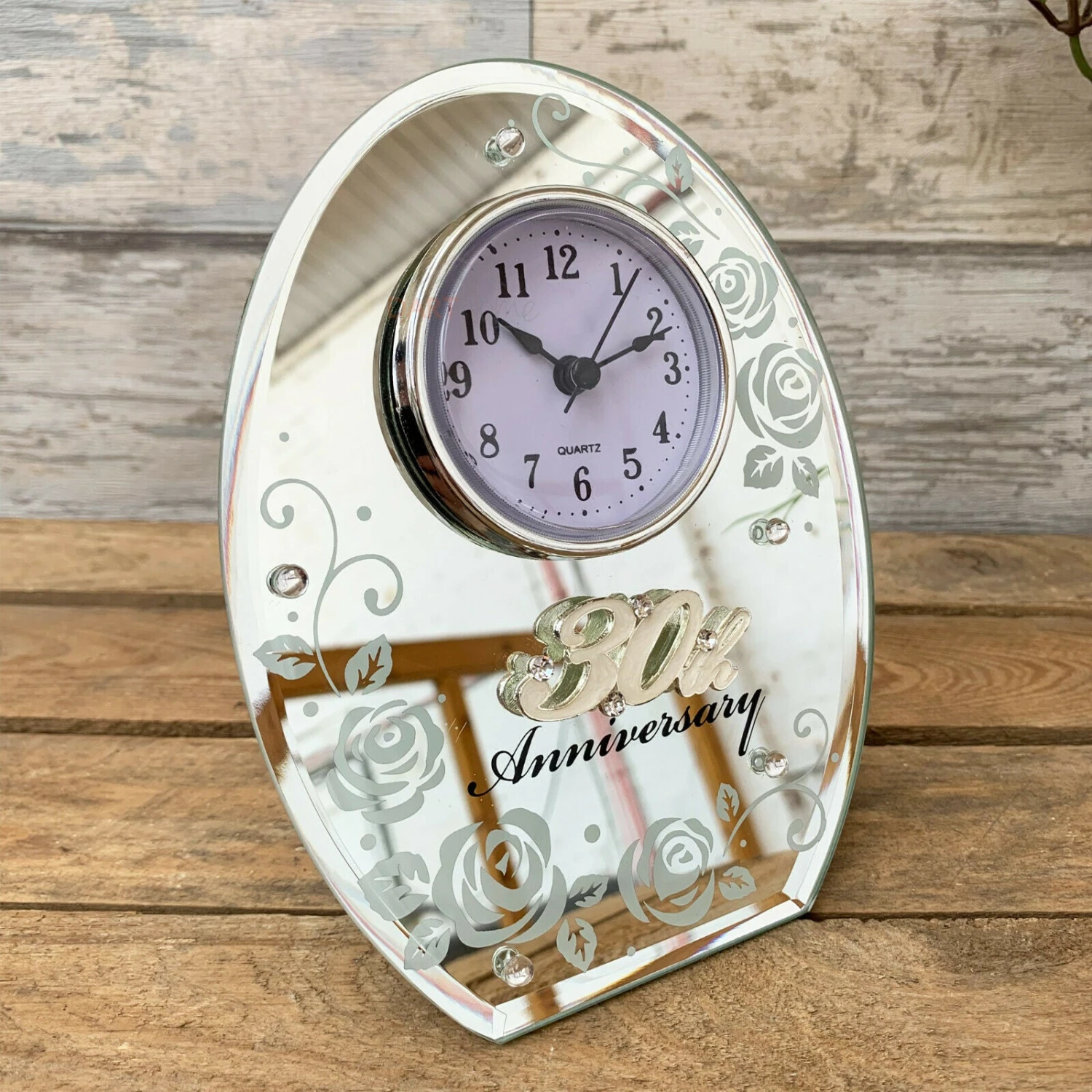 Darthome Limited 30th Pearl Wedding Anniversary Mirrored Clock 1 Darthome Limited 30th Pearl Wedding Anniversary Mirrored Clock