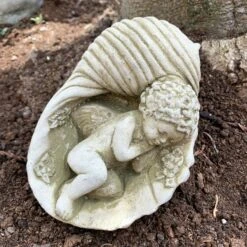 Darthome Limited Stone Cherub In Shell Garden Sculpture