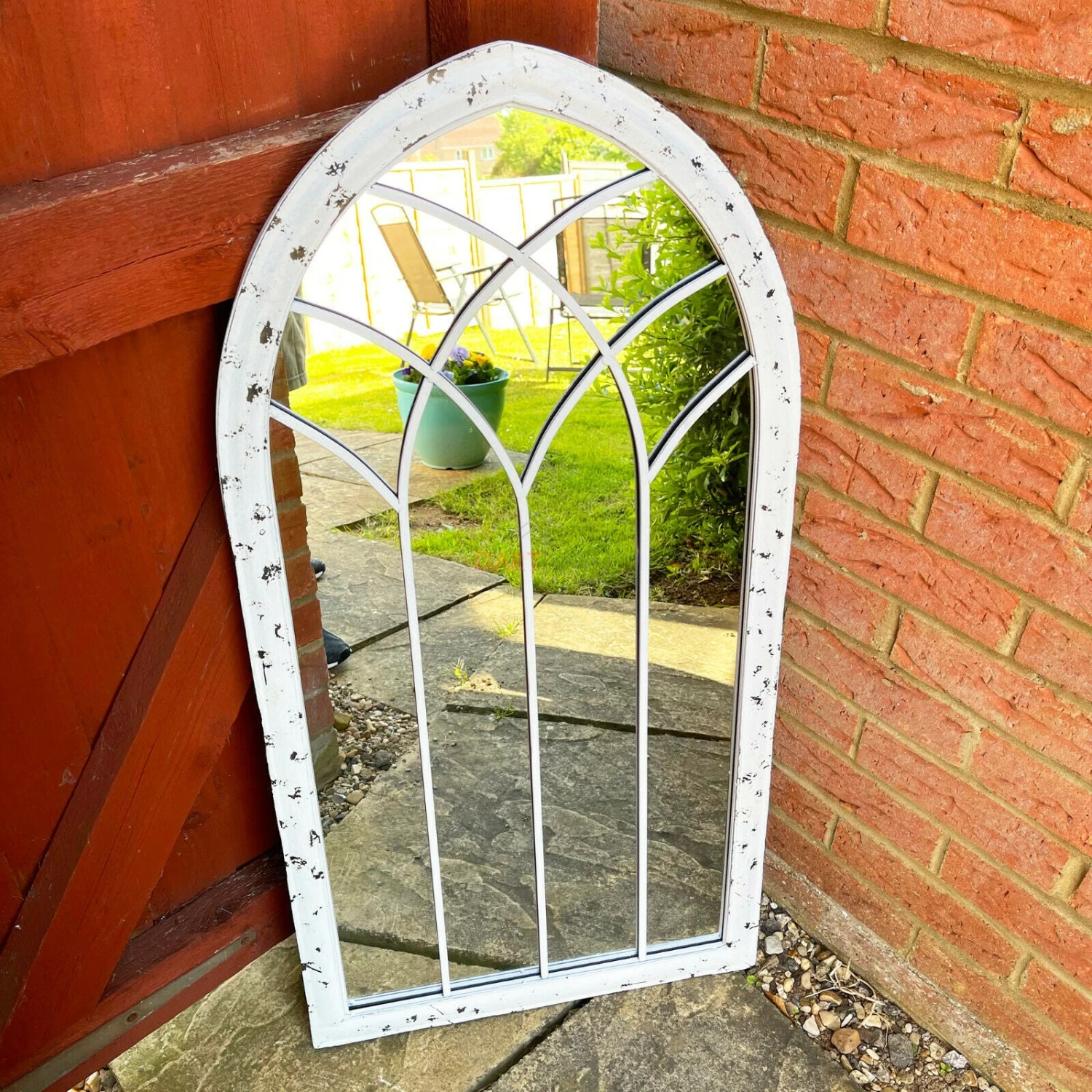 Darthome Limited Distressed White Arched Garden Mirror 1 Darthome Limited Distressed White Arched Garden Mirror