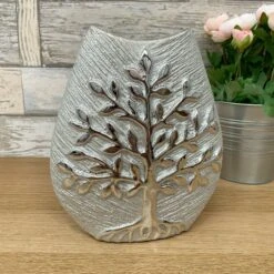 Darthome Limited Champagne Silver Ceramic Tree Of Life Wide Vase