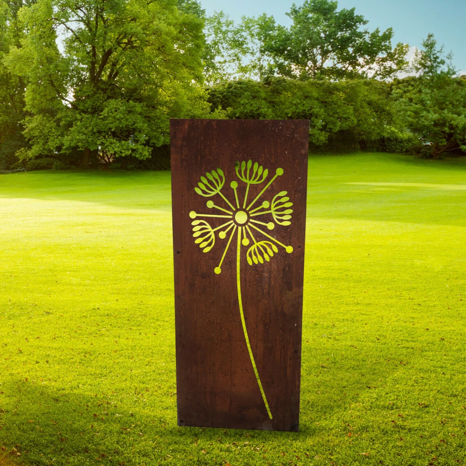Darthome Limited Ready To Rust Dandelion Flower Garden Screen Lawn Spike 116cm 1 Darthome Limited Ready To Rust Dandelion Flower Garden Screen Lawn Spike 116cm