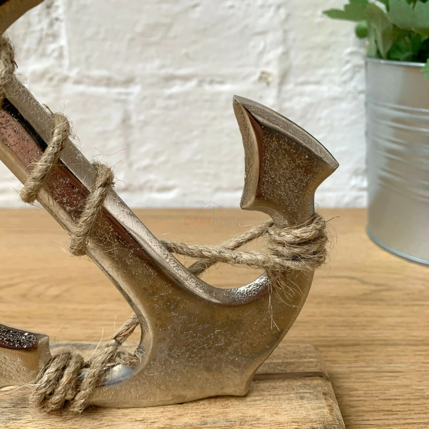 Darthome Limited Silver Metal Anchor Ornament On Wooden Stand 2 Darthome Limited Silver Metal Anchor Ornament On Wooden Stand - Image 2