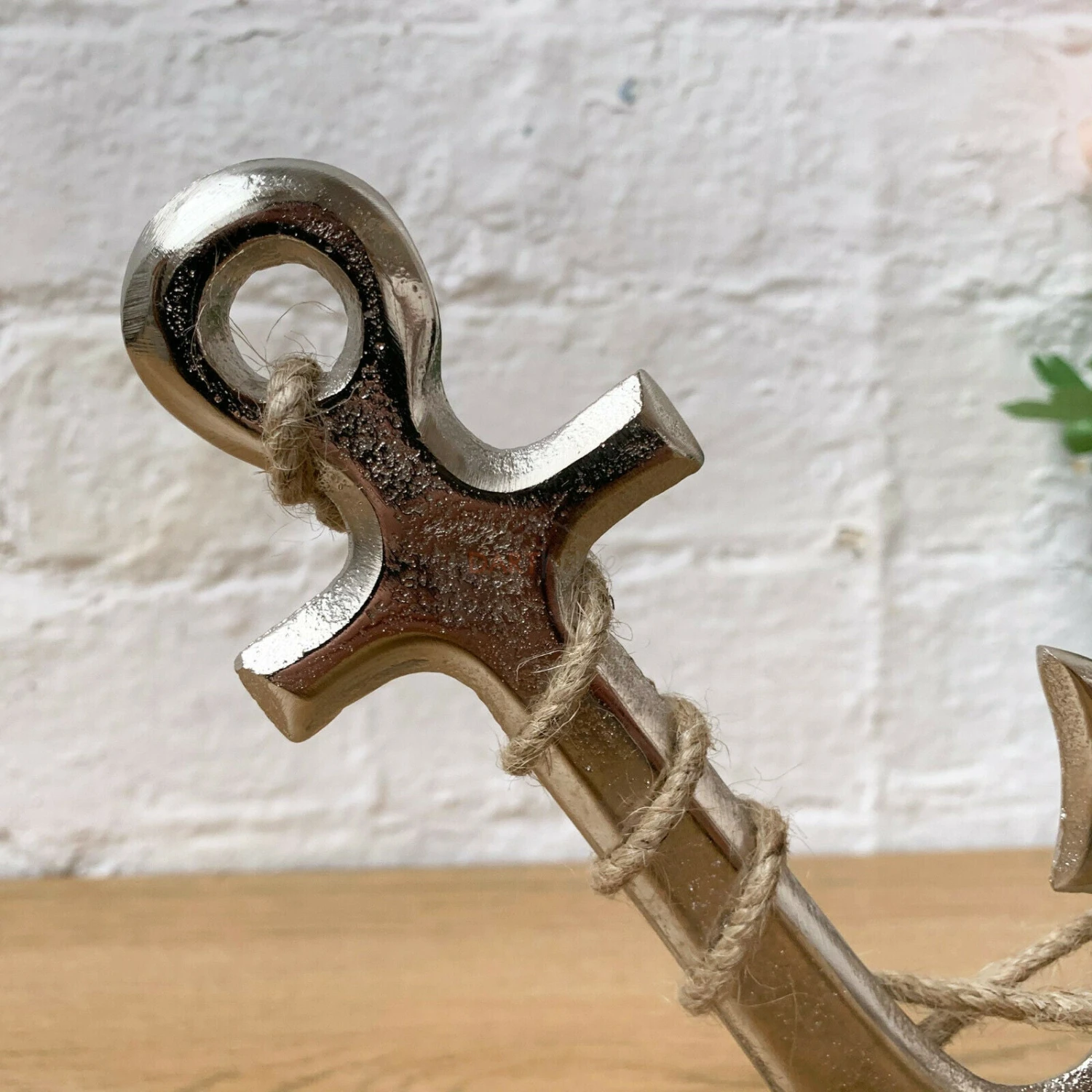 Darthome Limited Silver Metal Anchor Ornament On Wooden Stand 3 Darthome Limited Silver Metal Anchor Ornament On Wooden Stand - Image 3