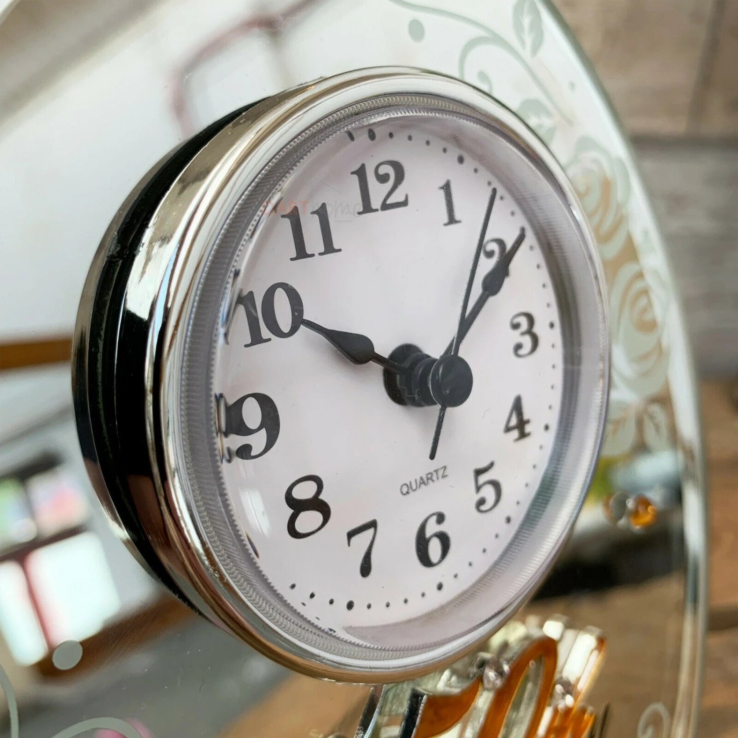 Darthome Limited 50th Golden Wedding Anniversary Mirror Clock 16cm 2 Darthome Limited 50th Golden Wedding Anniversary Mirror Clock 16cm - Image 2