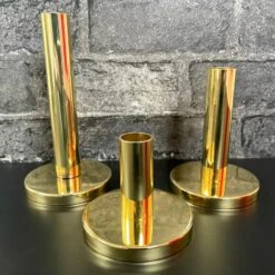 Darthome Limited Set Of 3 Metallic Gold Candle Stick Holders