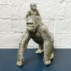 Darthome Limited Silver Gorilla With Climbing Baby Ornament