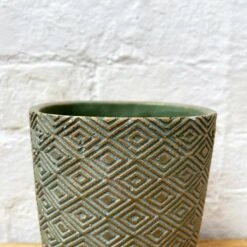 Darthome Limited Cement Tall Diamond Plant Pot 17cm - Green & Gold -Darthome Limited 42 7086fc62 06e6 47f5 86d3 8c64724c0e0b
