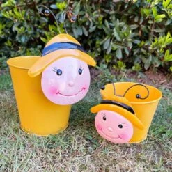 Darthome Limited Set Of 2 Wobble Head Bumble Bee Plant Pots