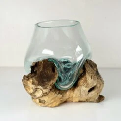 Darthome Limited Molten Glass Bowl With Teak Root Wood Stand -Darthome Limited 47 b2a224a8 b5b9 4bd5 be6f 3e714d3d7b51
