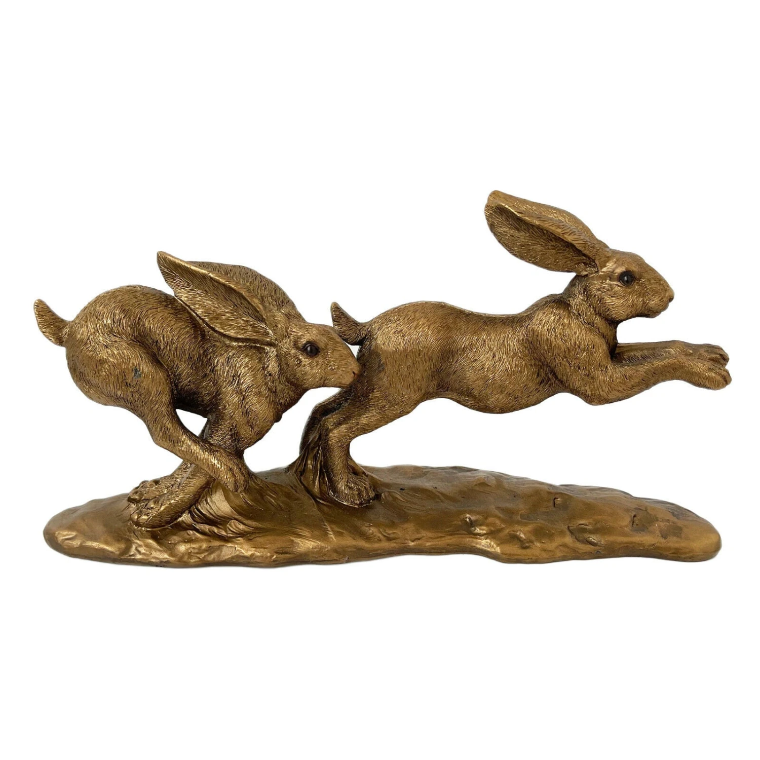 Darthome Limited Resin Bronze Two Jumping Hares Sculpture 7 Darthome Limited Resin Bronze Two Jumping Hares Sculpture - Image 7