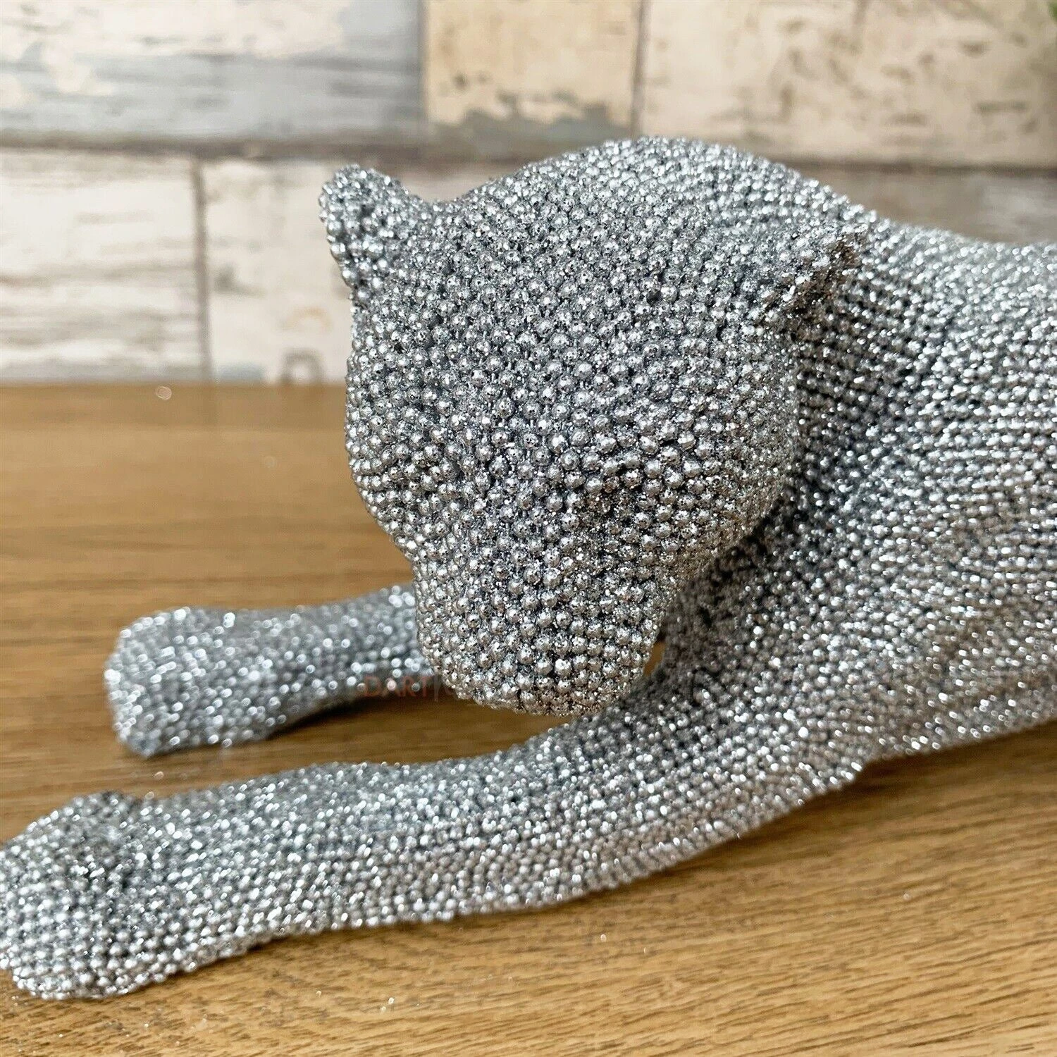 Darthome Limited Silver Glitter Cheetah Sculpture 2 Darthome Limited Silver Glitter Cheetah Sculpture - Image 2