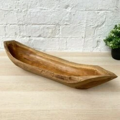 Darthome Limited Teak Root Wood Long Boat Bowl 60cm