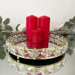 Darthome Limited Gold Crystal Mirrored Candle Plate