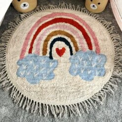 Darthome Limited Tufted Cotton Rainbow Rug With Tassels 90cm
