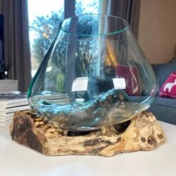 Darthome Limited Large Molten Glass Bowl On Teak Root Stand 16 Darthome Limited Large Molten Glass Bowl On Teak Root Stand -Darthome Limited IMG 7353 JPEG