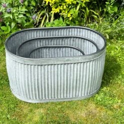 Darthome Limited Set Of 3 Galvanised Oval Tub Planters -Darthome Limited IMG 8117 JPEG