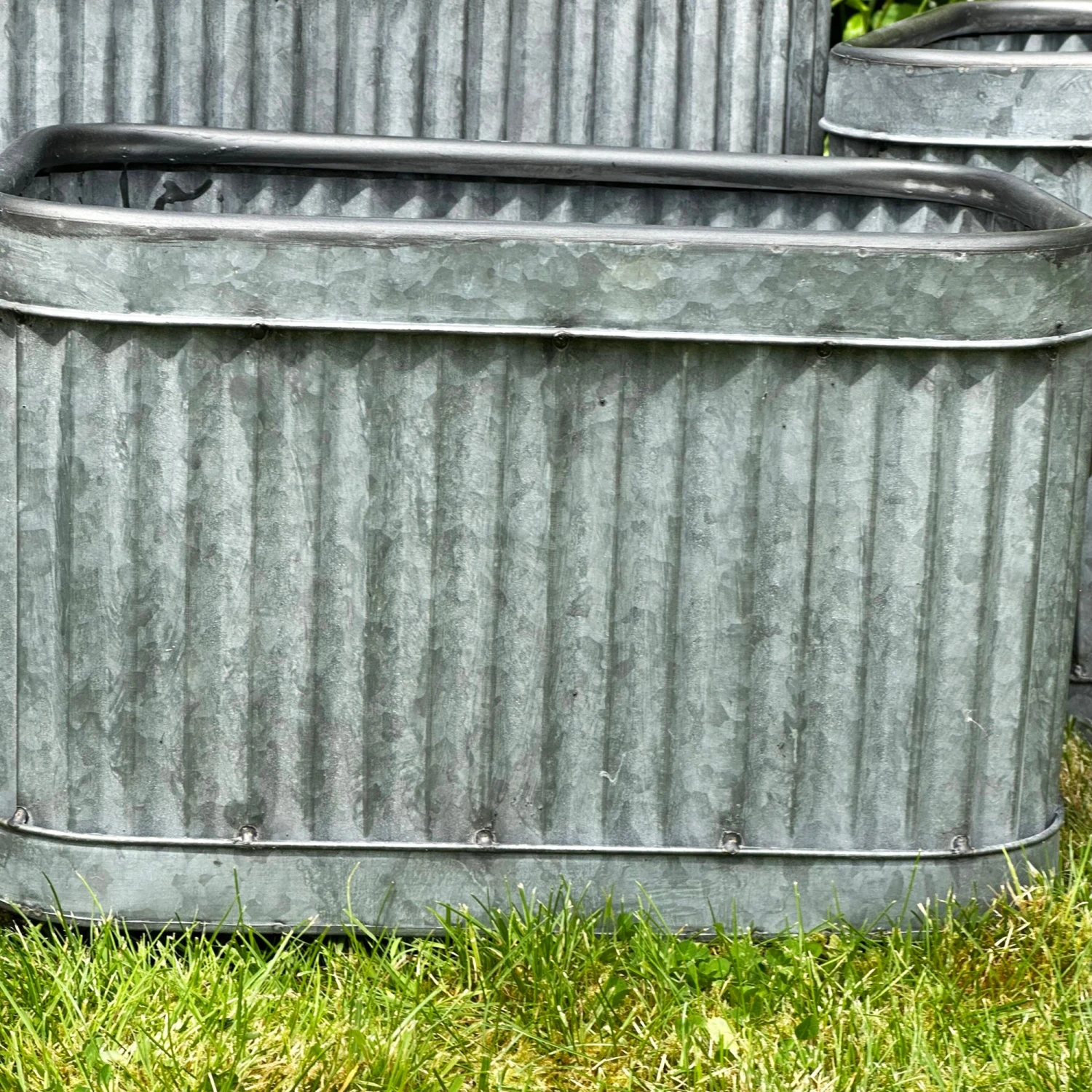 Darthome Limited Set Of 3 Galvanised Rectangle Tub Planters 6 Darthome Limited Set Of 3 Galvanised Rectangle Tub Planters - Image 6
