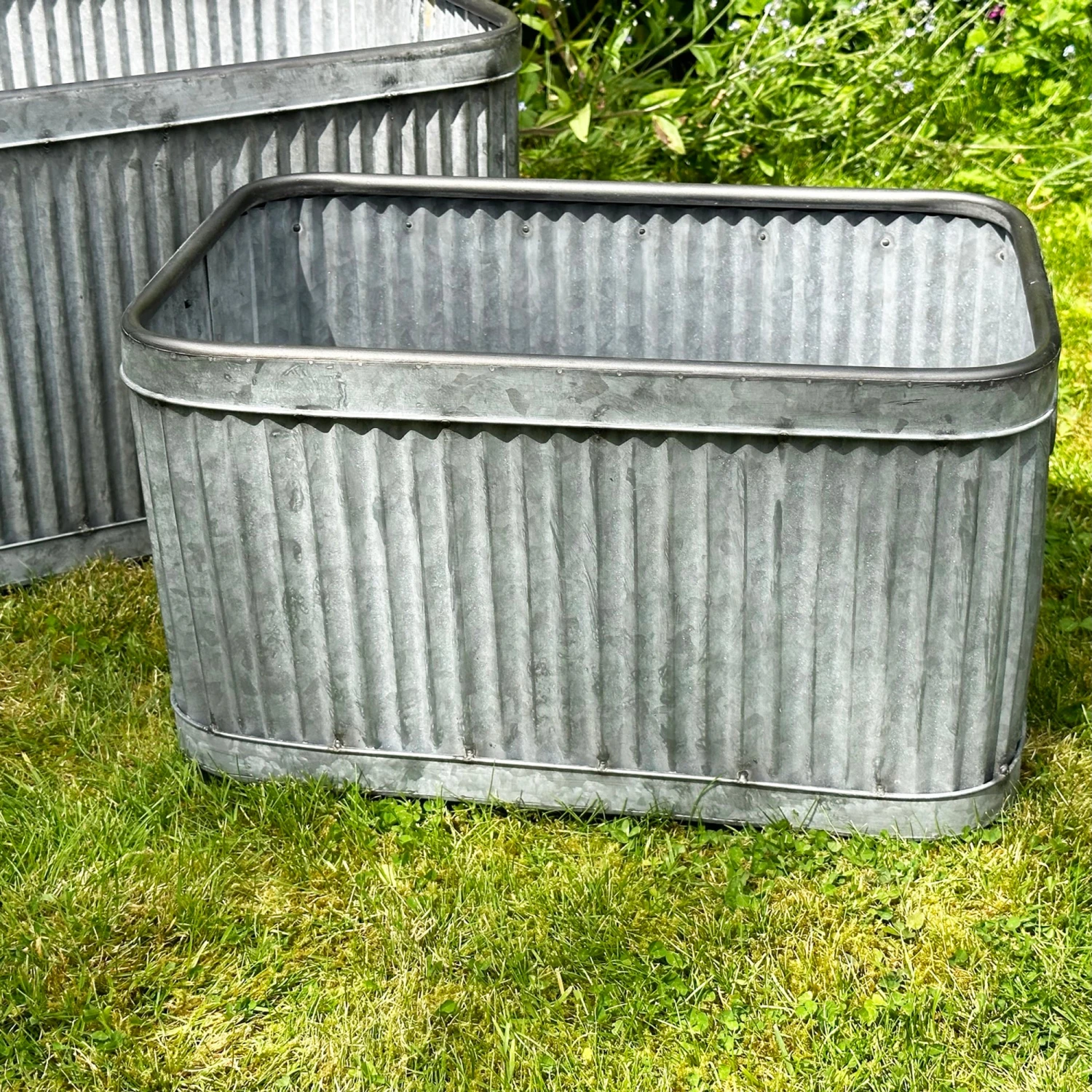 Darthome Limited Set Of 3 Galvanised Rectangle Tub Planters 7 Darthome Limited Set Of 3 Galvanised Rectangle Tub Planters - Image 7