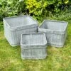 Darthome Limited Set Of 3 Galvanised Square Tub Planters