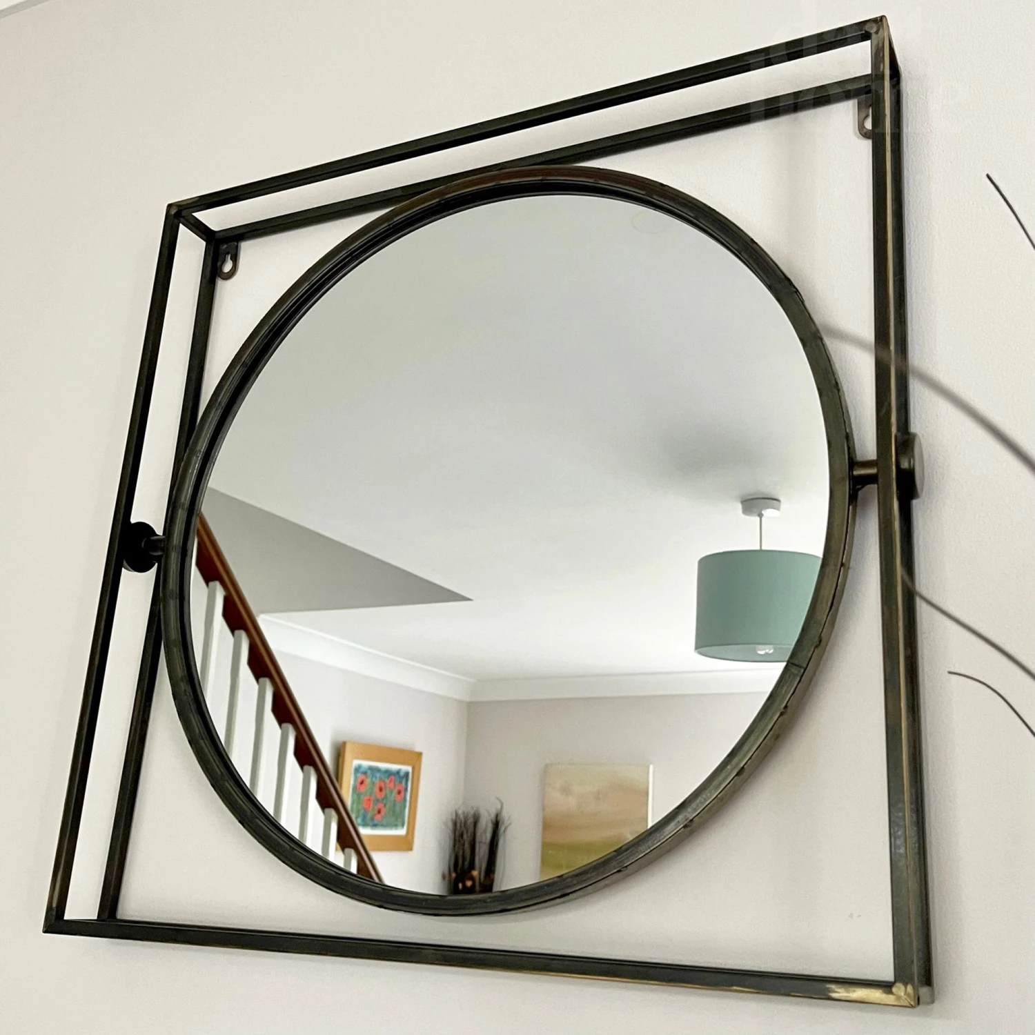 Darthome Limited Industrial Round Mirror In Square Frame 1 Darthome Limited Industrial Round Mirror In Square Frame