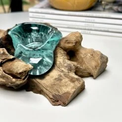 Darthome Limited Molten Tea Light Holder On Teak Root Stand -Darthome Limited IMG 9998 JPEG