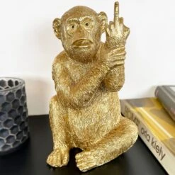Darthome Limited Gold Up Yours Monkey Ornament 11x19x11cm