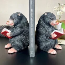 Darthome Limited Black Reading Mole Bookends -Darthome Limited IMG E0136 editedW