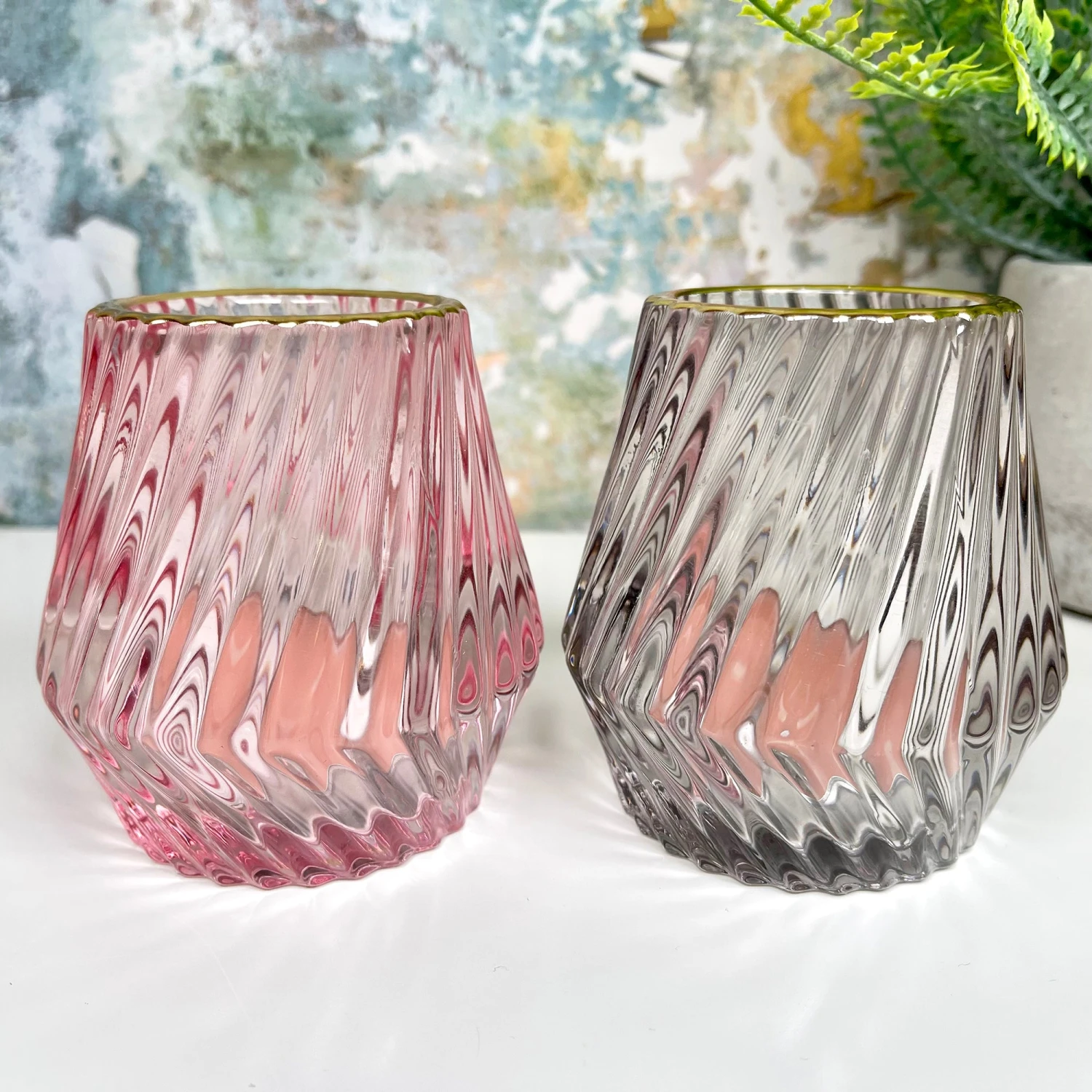 Darthome Limited Ribbed Glass Candle Holders Set Of 2 1 Darthome Limited Ribbed Glass Candle Holders Set Of 2