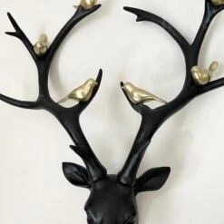 Darthome Limited Black Stags Head With Gold Bird Decoration -Darthome Limited IMG E0196 editedBW