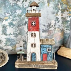 Darthome Limited Rustic Wooden Coastal Lighthouse Ornament