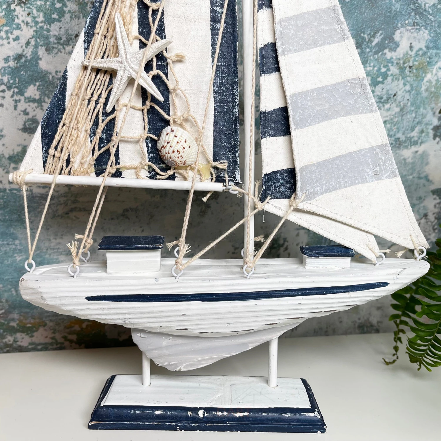 Darthome Limited Blue & White Sailing Boat Model Bathroom Ornament 5 Darthome Limited Blue & White Sailing Boat Model Bathroom Ornament - Image 5