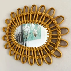 Darthome Limited Rattan Style Flower Oval Wall Mirror