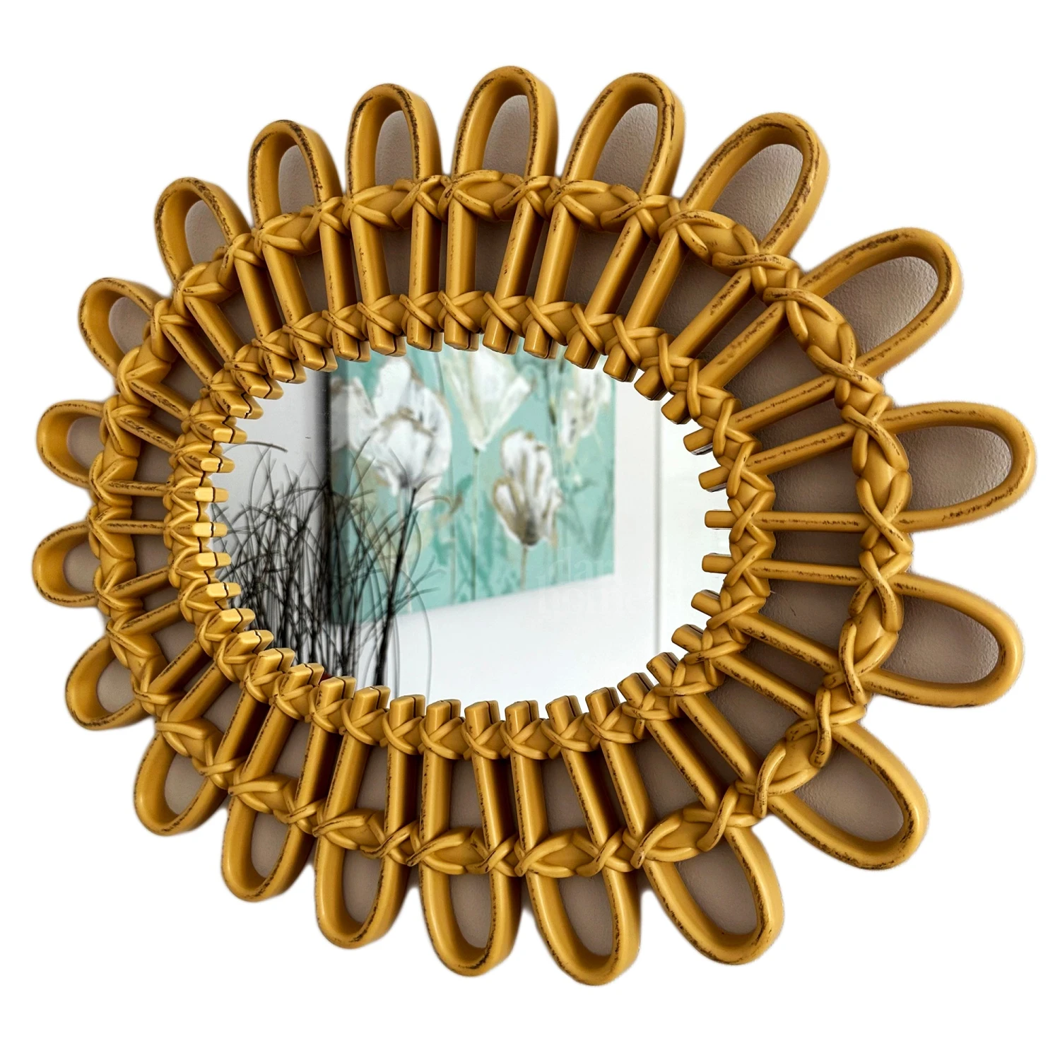 Darthome Limited Rattan Style Flower Oval Wall Mirror 7 Darthome Limited Rattan Style Flower Oval Wall Mirror - Image 7