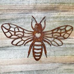 Darthome Limited Rusted Metal Honey Bee Sihouette Wall Art