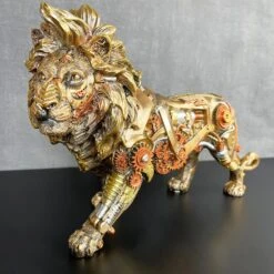 Darthome Limited Gold Steampunk Lion Ornament 32x20x10cm
