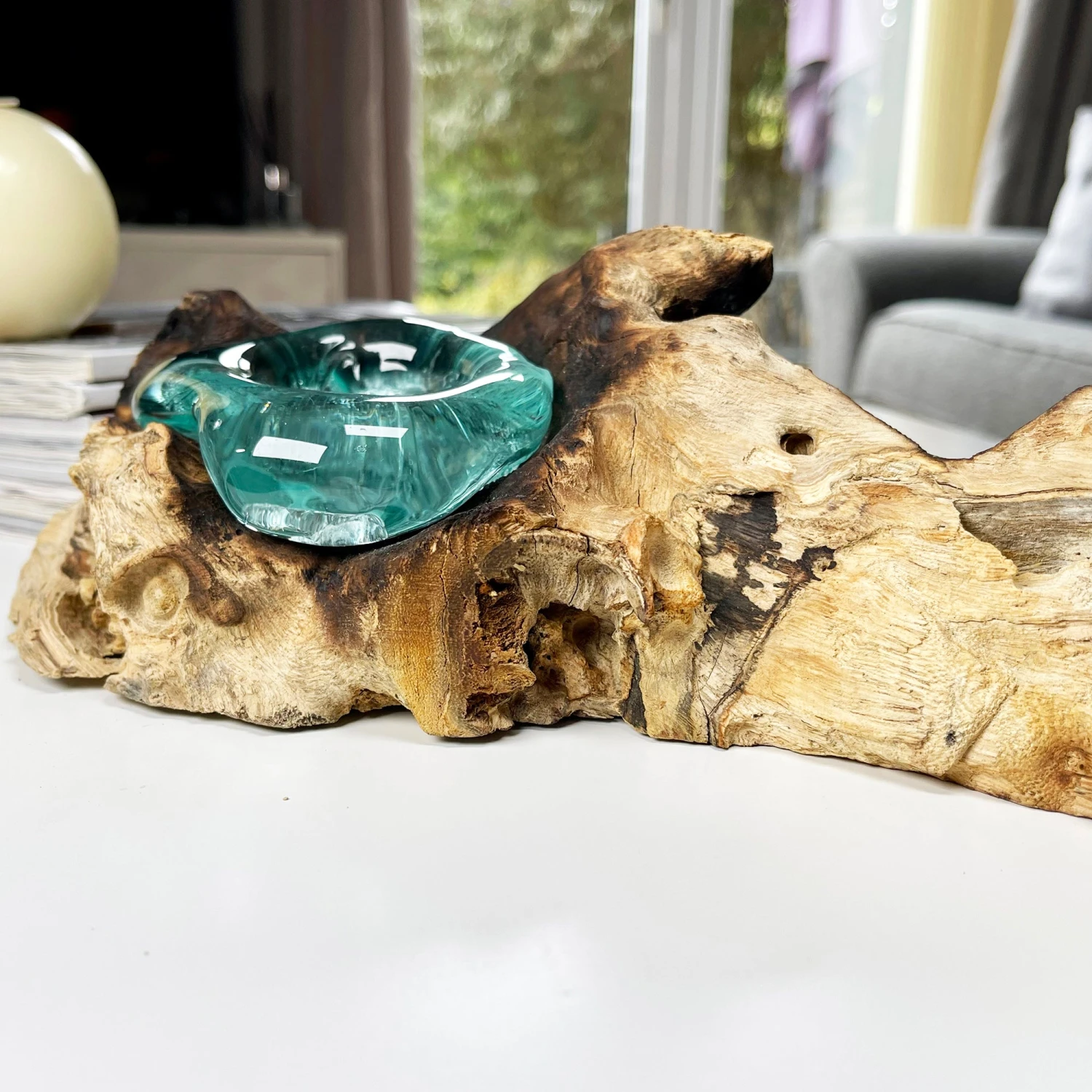 Darthome Limited Molten Glass Double Candle Holder On Teak Root Stand 6 Darthome Limited Molten Glass Double Candle Holder On Teak Root Stand - Image 6