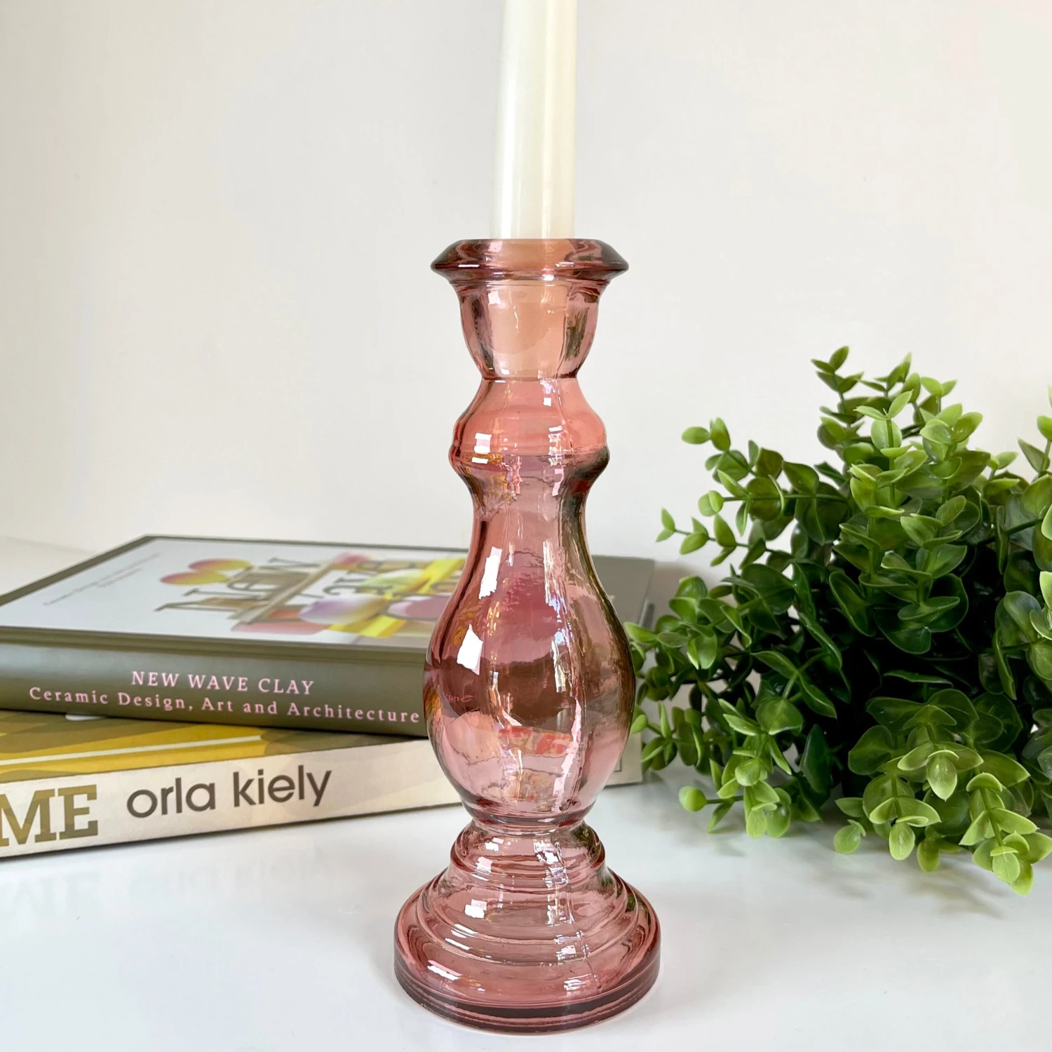 Darthome Limited Recycled Glass Pink Candlestick Holder 20cm 1 Darthome Limited Recycled Glass Pink Candlestick Holder 20cm
