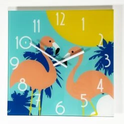 Darthome Limited South Beach Flamingos Glass Wall Clock