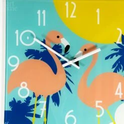 Darthome Limited South Beach Flamingos Glass Wall Clock -Darthome Limited IMG E1872