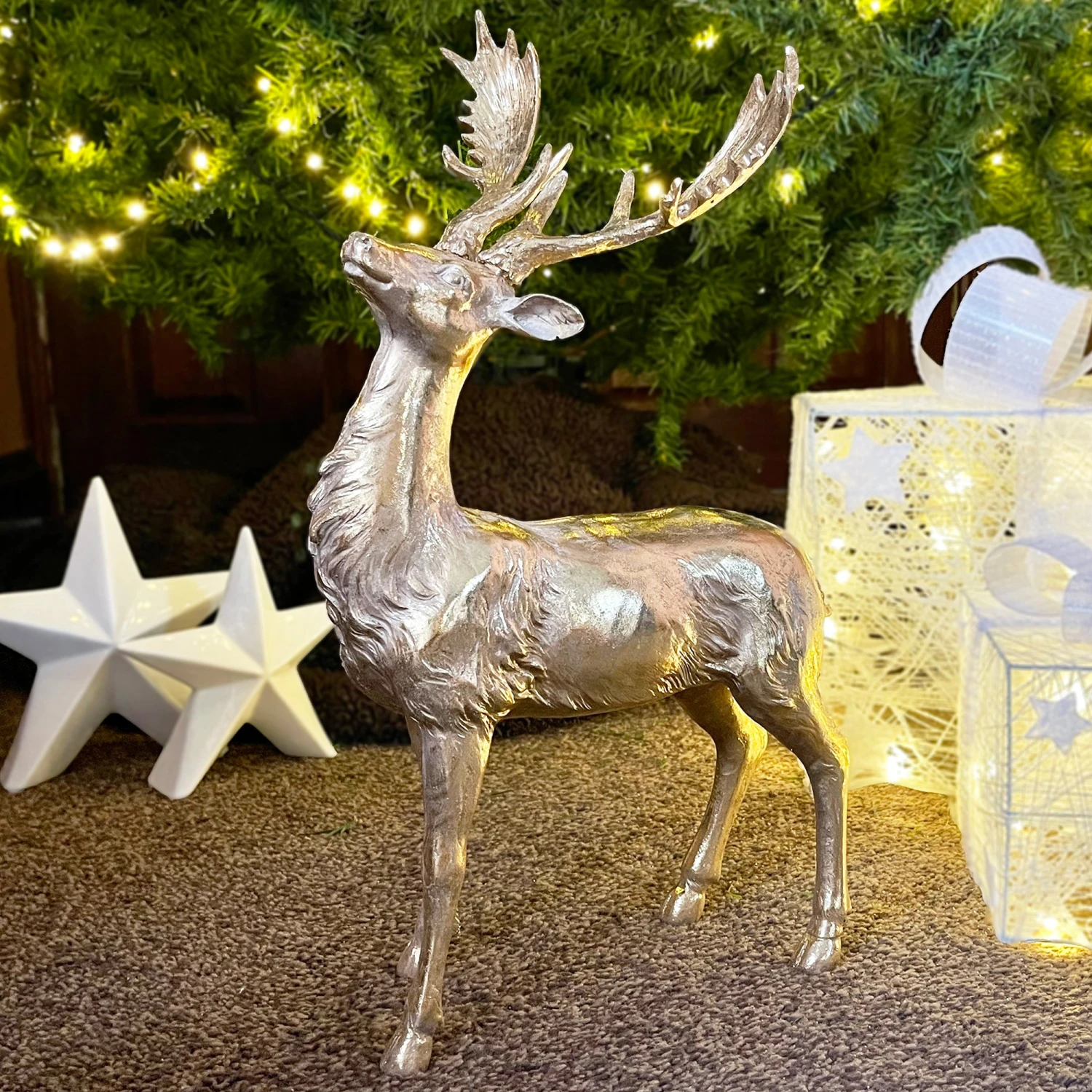 Darthome Limited Champagne Gold Stag Ornament 40x25x13cm 1 Darthome Limited Champagne Gold Stag Ornament 40x25x13cm
