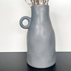 Darthome Limited Grey Pottery Vase With Handle -Darthome Limited IMG E2355