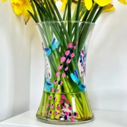 Darthome Limited Hand Painted Glass Dragonfly Vase