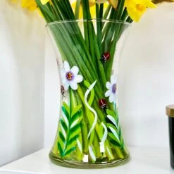 Darthome Limited Hand Painted Glass Ladybirds Vase