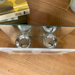 Darthome Limited Glass Glitter Feather Double Tealight Holder -Darthome Limited IMG E3033